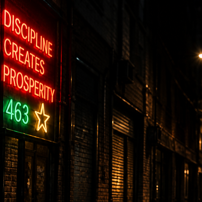 Neon sign on a dark street with motivational quote